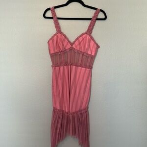 NBD pink lace midi dress